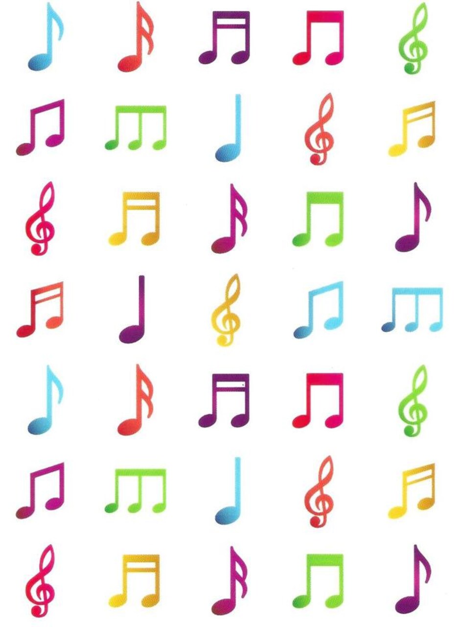 Musical Note Stickers – 350 Colorful Music Stickers, 10 Sheets for Classrooms, Crafts & Rewards